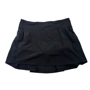 Lululemon Pace Rival MR Skirt Black Skort Tennis Athletic Mini Pockets Womens 6